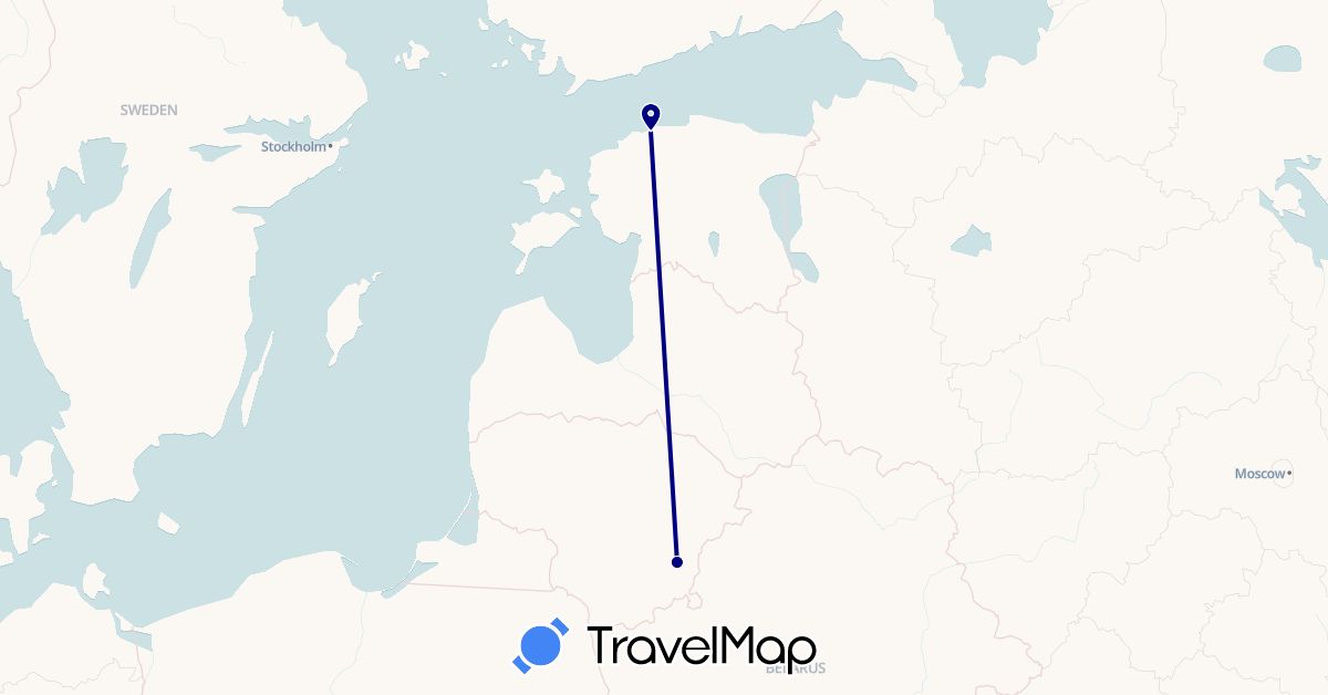 TravelMap itinerary: driving in Estonia, Lithuania (Europe)